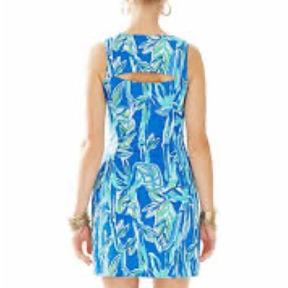 Lilly Pulitzer Penelope Blue Crush Bamboom Zip Cut out Shift Dress Sz 00 $198 - Picture 4 of 10